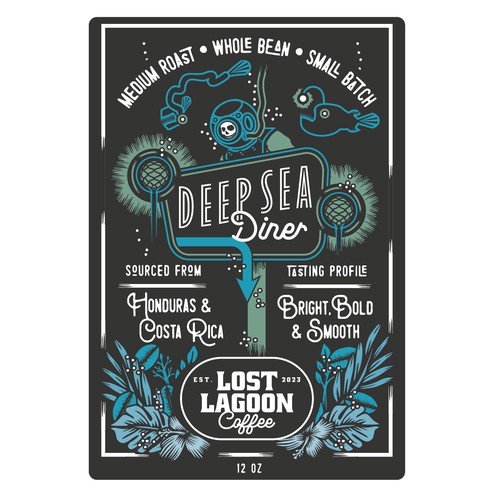 Retro Diner Style Coffee Label for Lost Lagoon