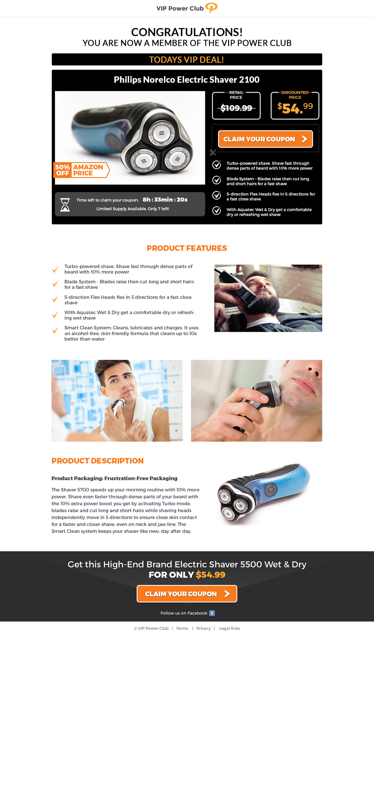 Congradulations Page, with OFFER COUPON