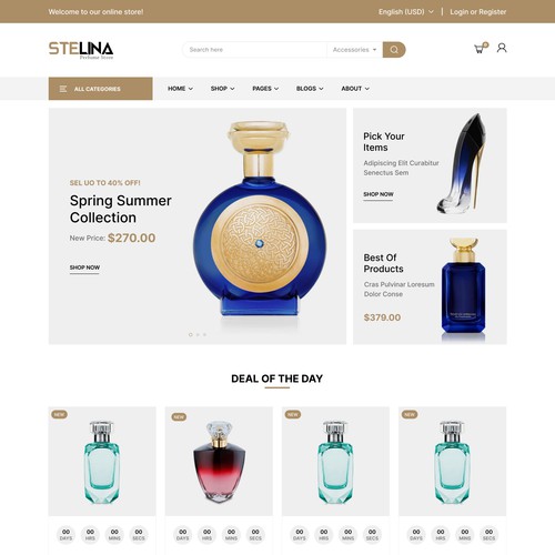 Website design for STELINA Perfume Store