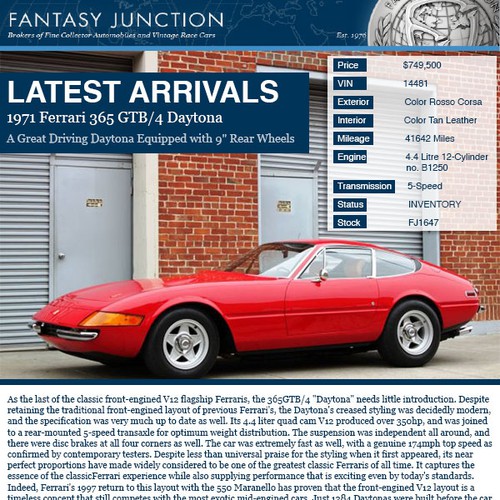 Design an email to sell vintage Ferraris and other collector cars