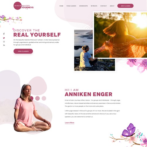 web page for a yoga teacher in arctic area