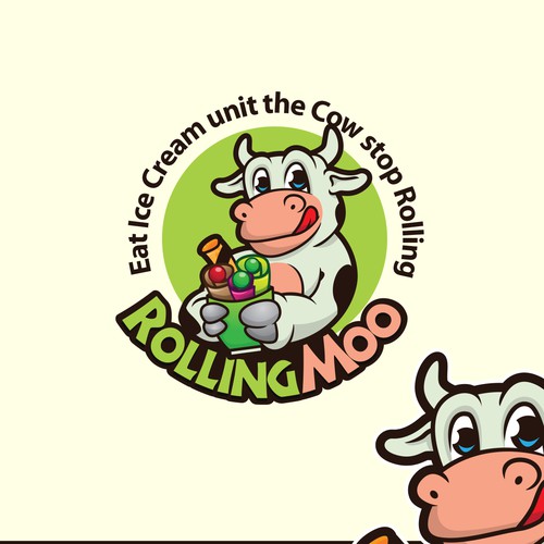 logo and character design for Rolling Moo ice cream