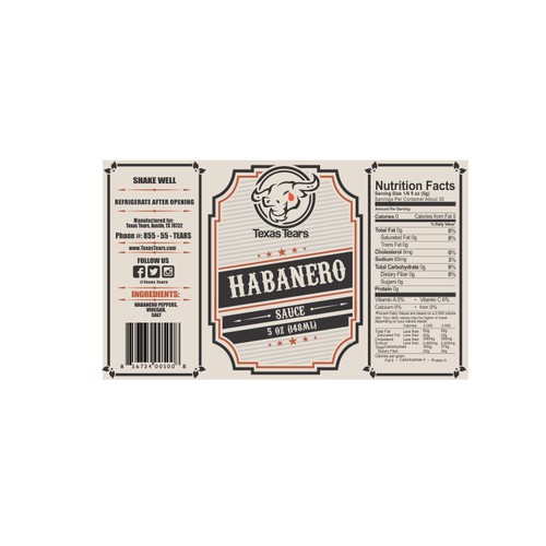 Texas Tears - Habanero Sauce and Bloody Mary Mix Label