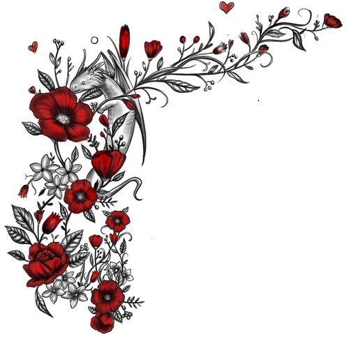 Dragon and flower tattoo