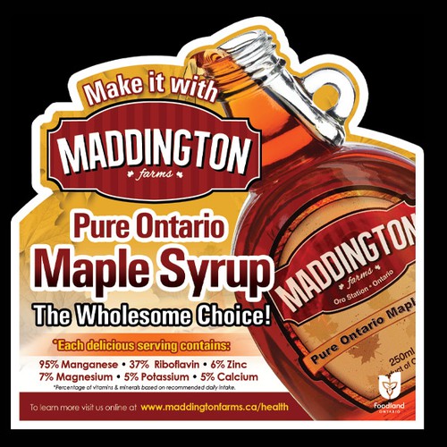 Maddington Farms Rack Card for the Health Benefits of Pure Maple Syrup