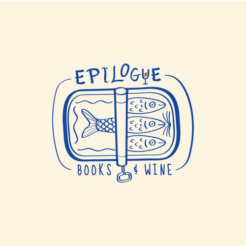 Logo for a bookstore and wine bar