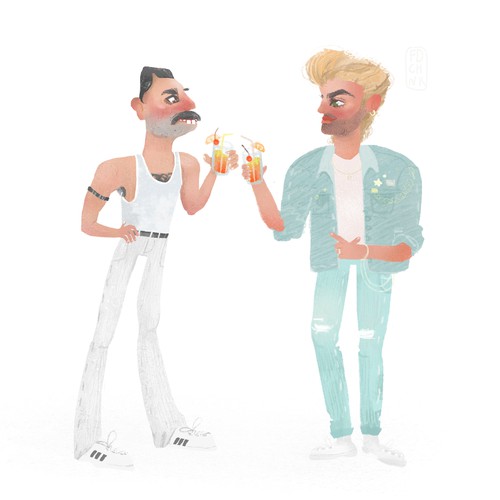 Celebrities Having Cocktails illustration 