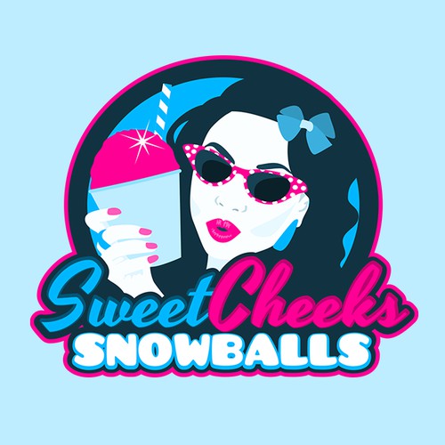 Fun, sweet, ice-cold, vintage logo for shaved ice biz