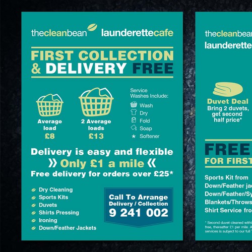 Flyer concept for The Clean Bean Launderette Cafe