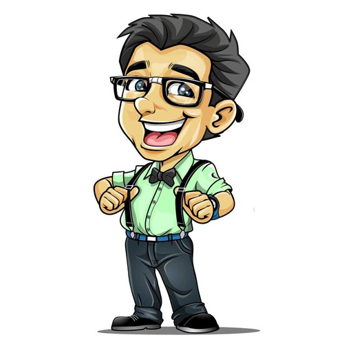 Geek cartoon caricature