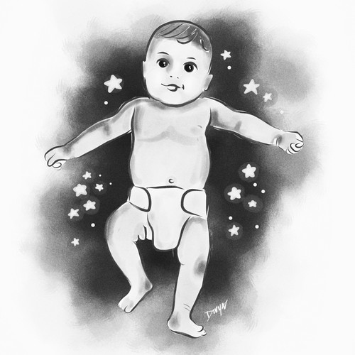 Baby poster b/w 