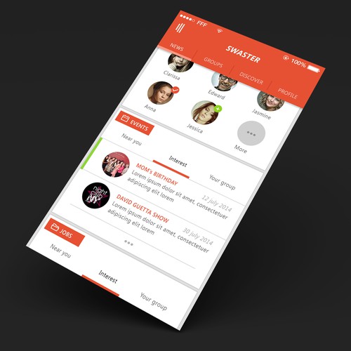 Social App Design. Eligible for additional pages.