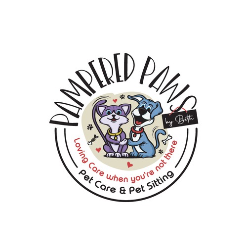 Logo design for "Pampered Paws" - Pet Care & Pet Sitting