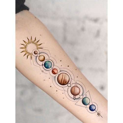 Planetary tattoo design 