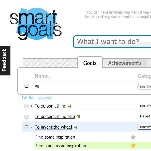 Web design for goal setting web application