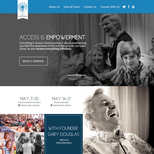Create a photo based landing page for Access Consciousness Downunder Event Tour