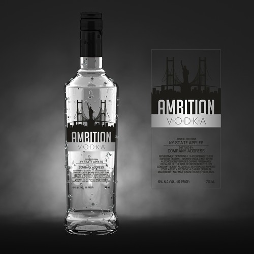 Modern label design for Ambition vodka
