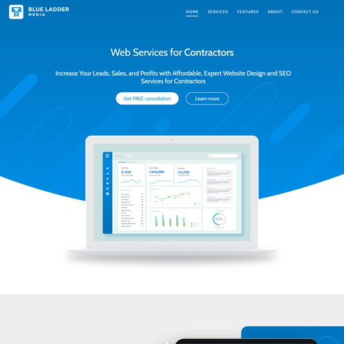 Landing page design for a marketing agency