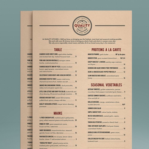 Restaurant menu design