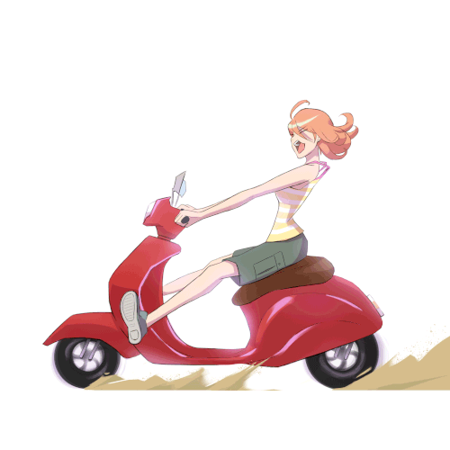 Screaming Girl on Moped