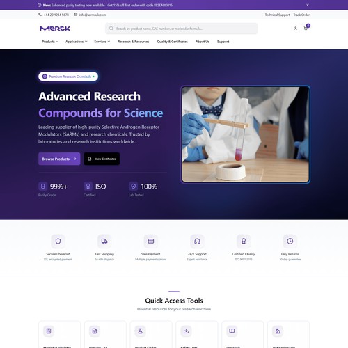 The SARMs UK landing page