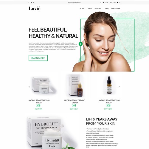 Web site design for beauty products