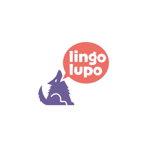 Happy wolf logo for Lingo Lupo