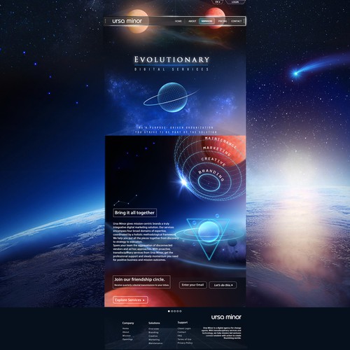 Futuristic Web Design with Space Theme for Digital Services Agency