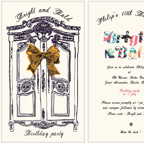 Create an event invitation with a difference - opening wardrobe and unique typography