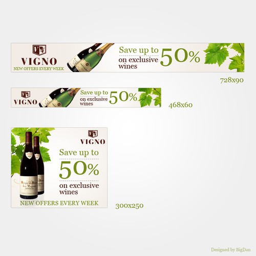 Banners for Vigno  - A wine & champagne deals site