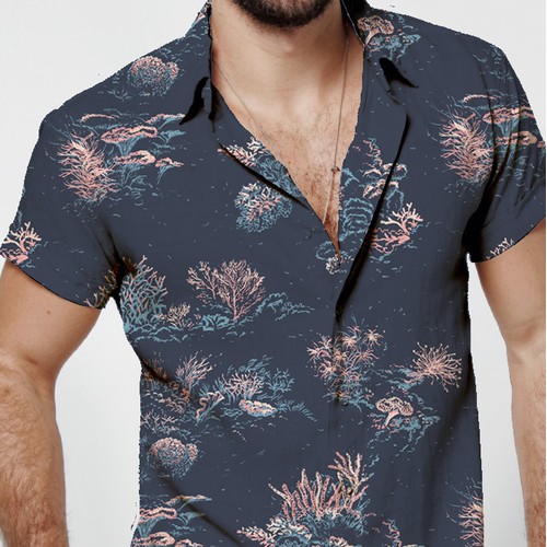 CORAL REEF patterns design for a Hawaiian shirts brand