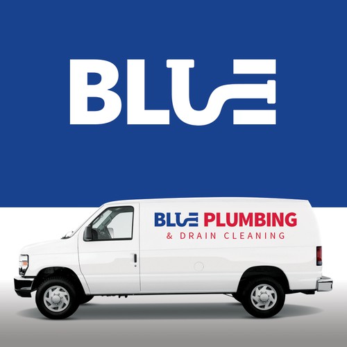 A logo for a blue plumbing company