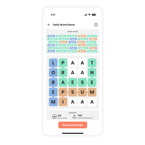 Word Game App Design