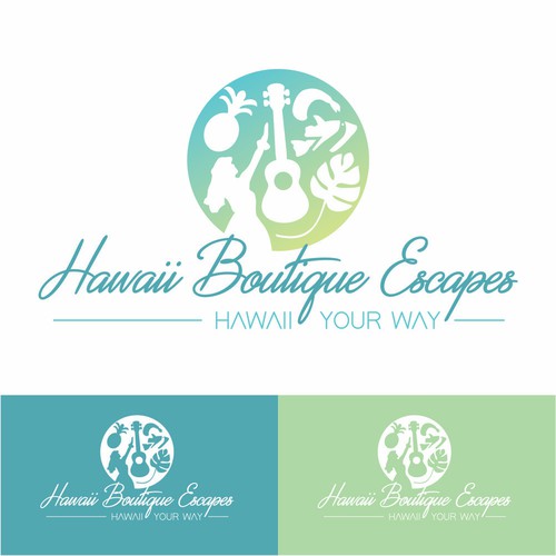 Logo design inspired by icons of the hawaiian culture, music, food and nature