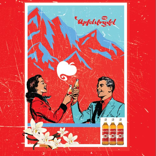 Vintage Alpine Poster ad got alcoholic beverage