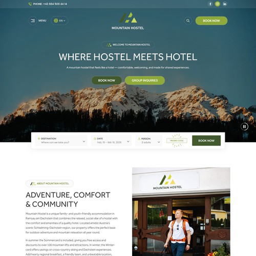 Mountain Hostel Website Design