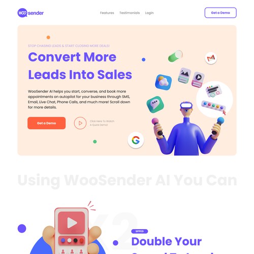 Landing page for Woo sender