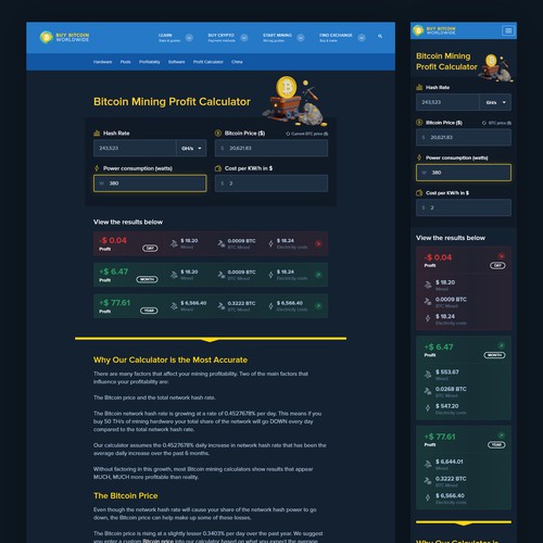 Bitcoin Mining Profit Calculator