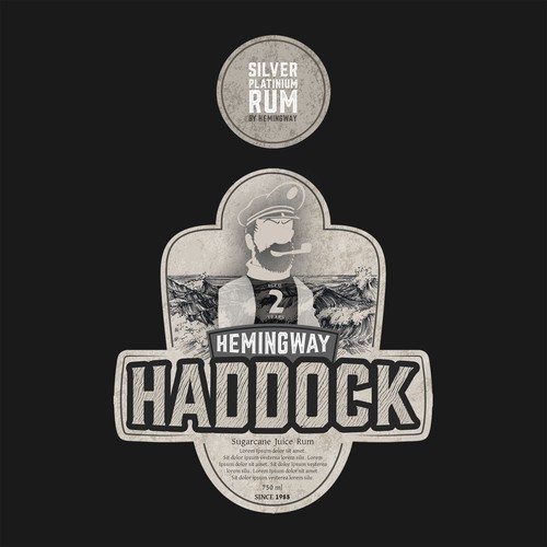 Hemingway Silver Platinium Rum Label Design