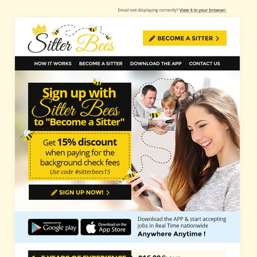 Sitter Bees email design