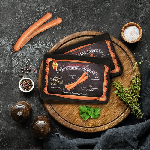 Visually striking sausages package design