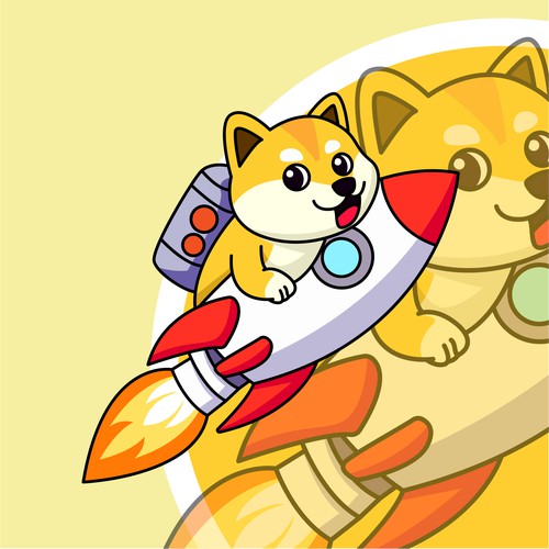 Dog cartoon mascot logo with rocket
