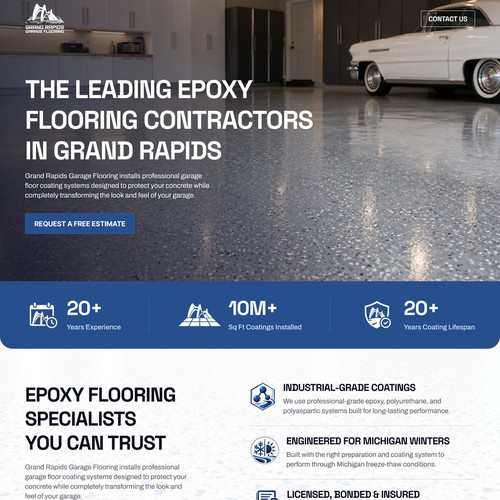 Garage Floor Coating Landing Page Design
