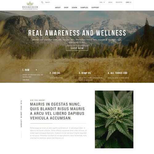 Clean elegant website design for a CBD product website