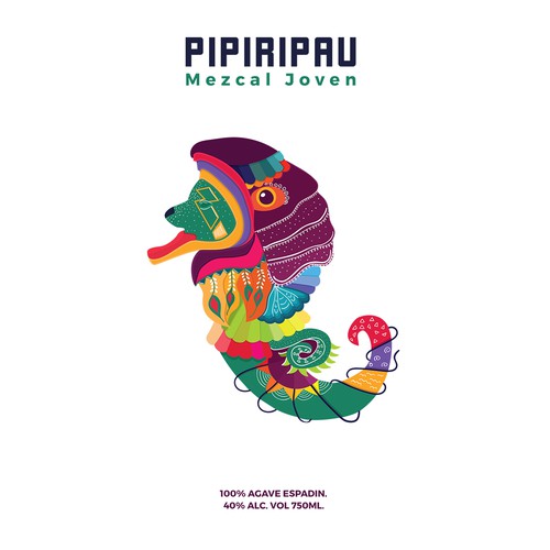 Mezcal - Pipiripau, illustration for a bottle label