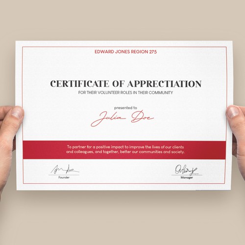 Certificate of appreciation