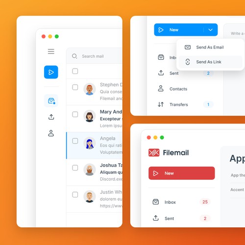 Filemail app ui