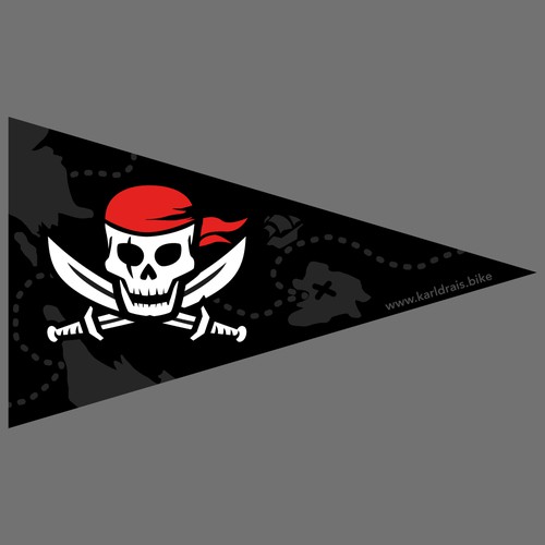 Pirate motive on bicycle flags for 5 to 8 years old kids