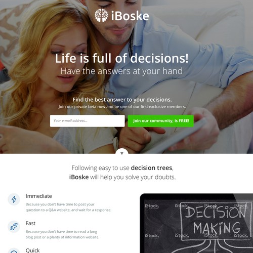 Create the landing page for iBoske!