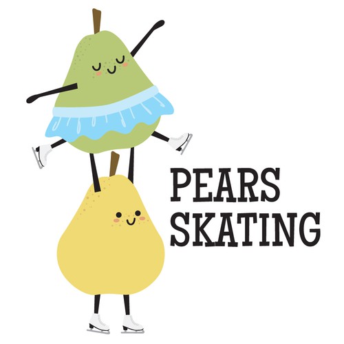 Ice Skating Pears Puns Sticker Design